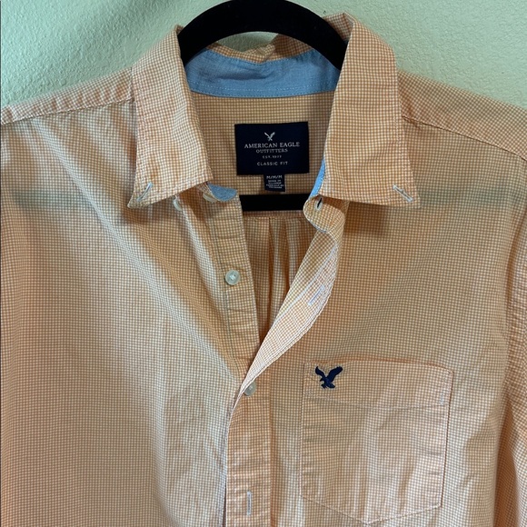 American Eagle Outfitters Orange Gingham Shirt - Picture 3 of 6